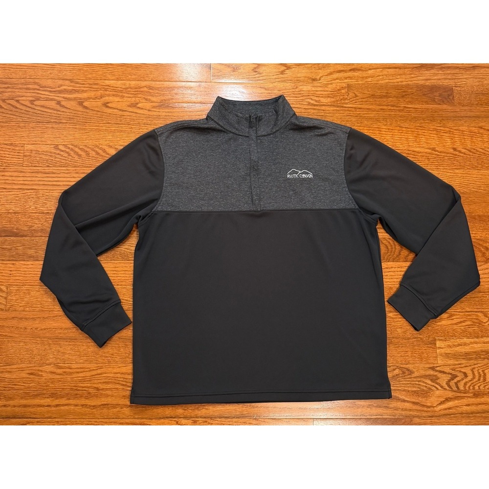 FootJoy Rustic Canyon Golf 1/4 Zip Pullover Shirt Mens Large Gray Black Stretch